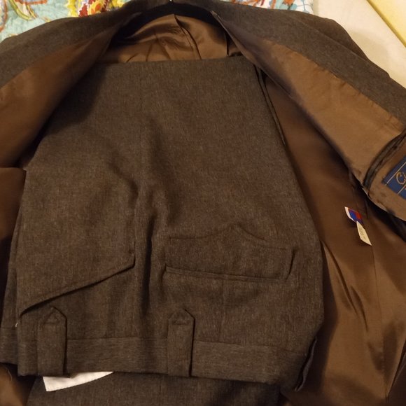 Circle S Men's Dark Charcoal Gray and Suede suit - Picture 2 of 6